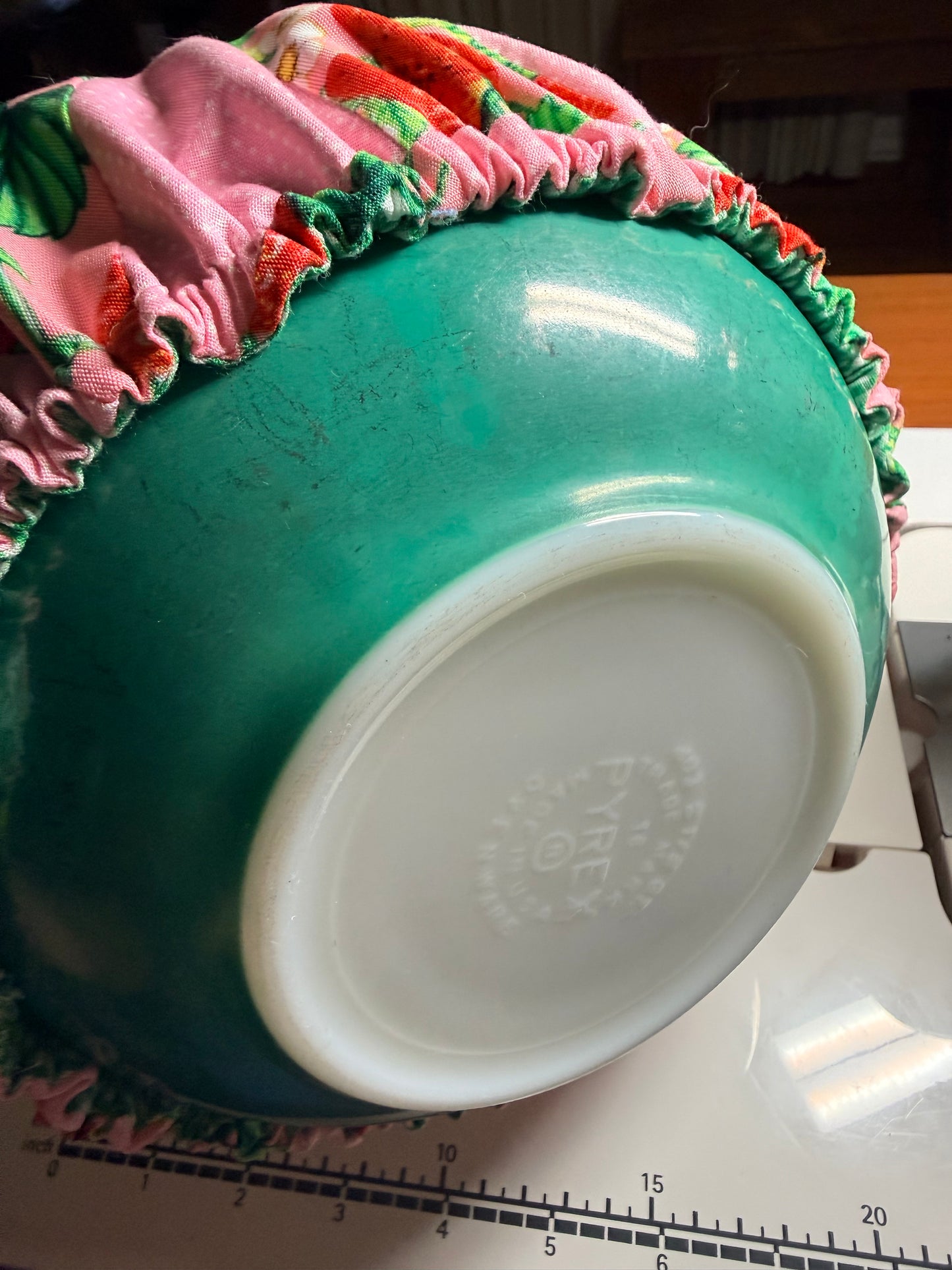 Bowl Cover - Pink and Green Handmade