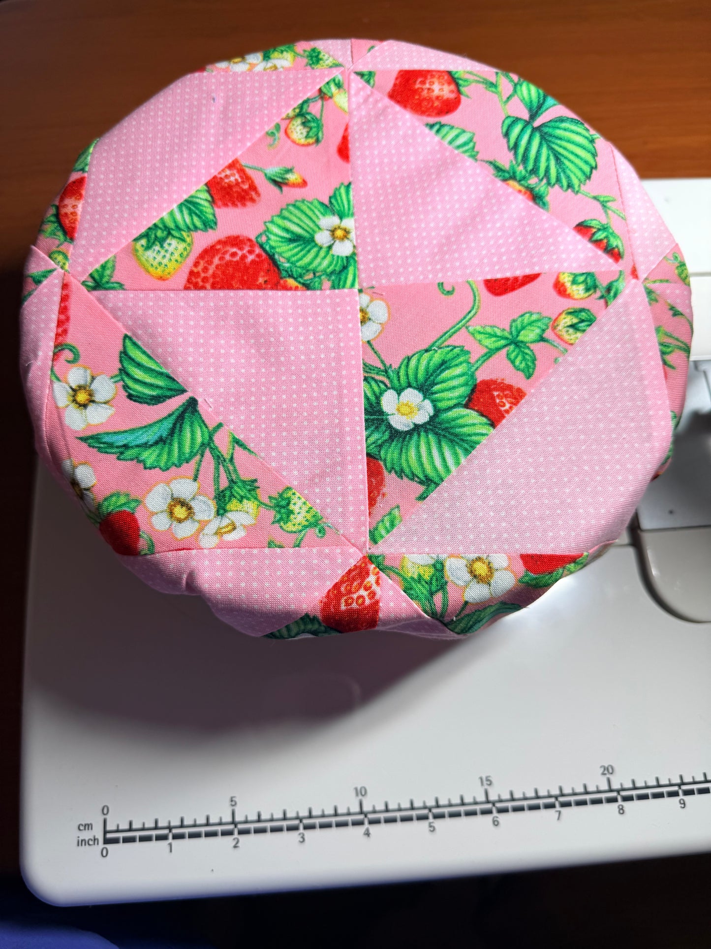 Bowl Cover - Pink and Green Handmade