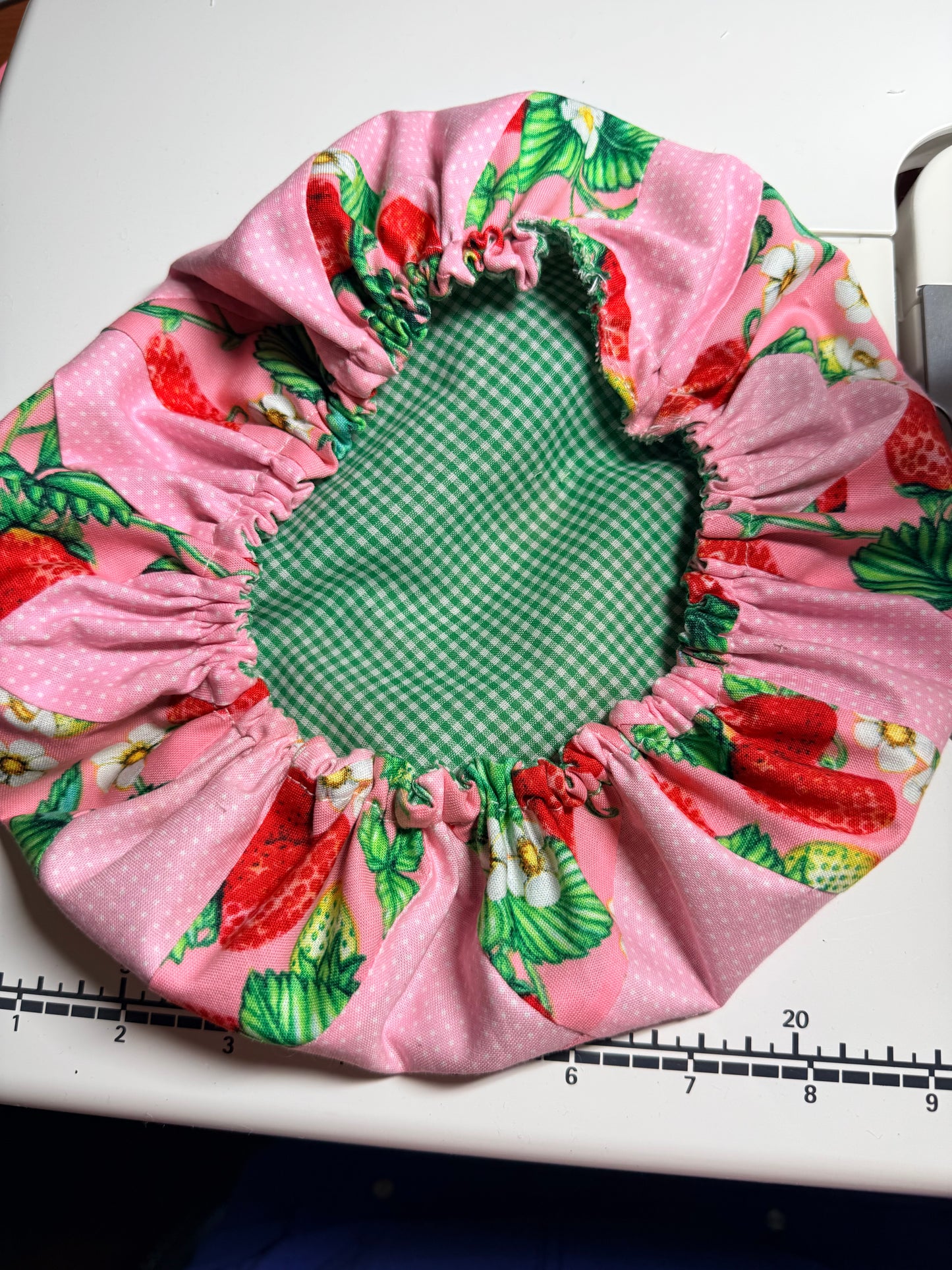 Bowl Cover - Pink and Green Handmade