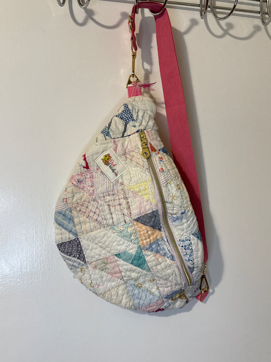 Quilted Bum Bag Pink Pastel Handmade