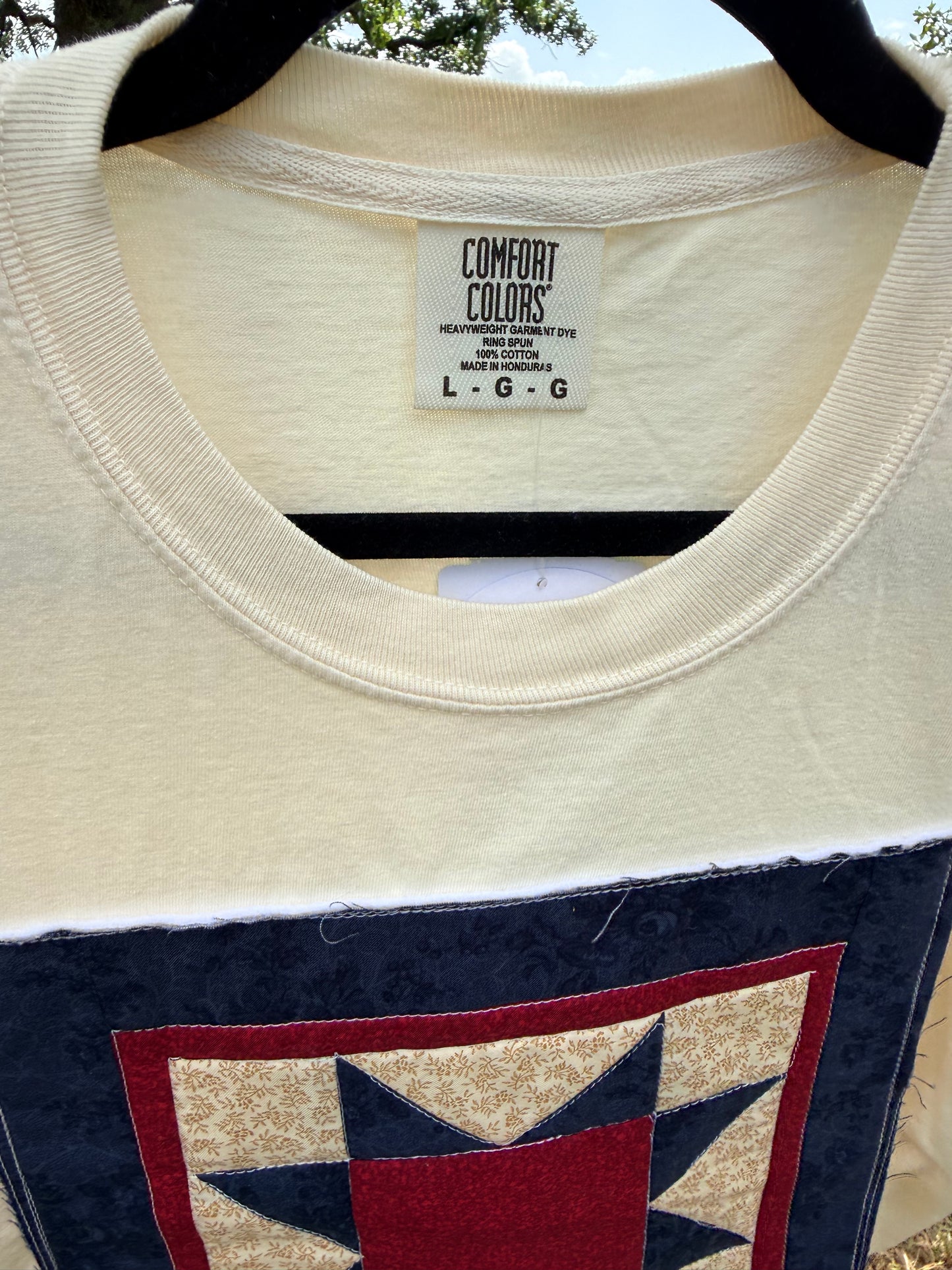 Sawtooth Star Quilt Block Panel | Comfort Colors T-Shirt | Ivory | L